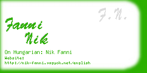 fanni nik business card